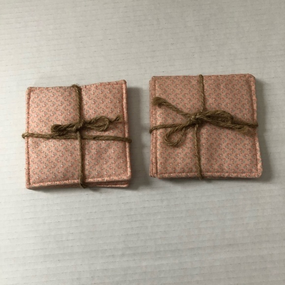 Handmade Pink Floral Coasters Set of Eight - Picture 4 of 8